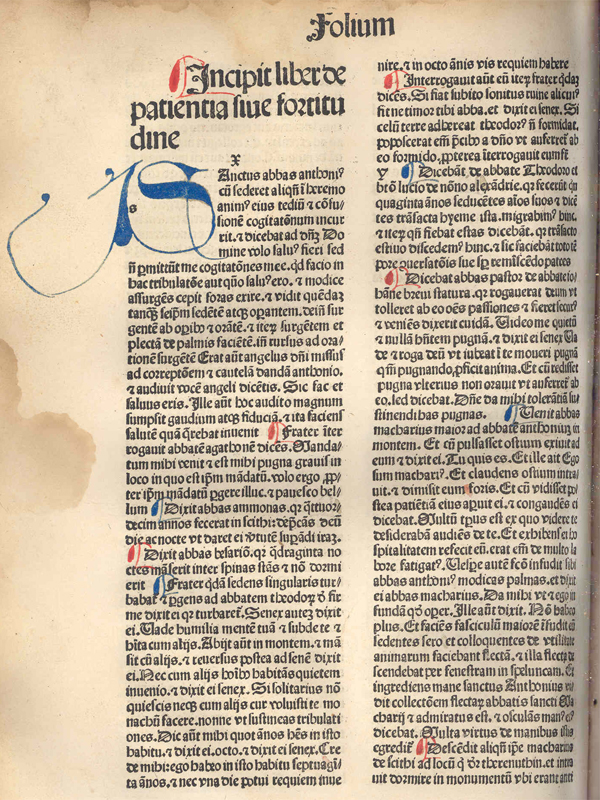 Carte veche. Vitae patrum antiquorum, 1485.