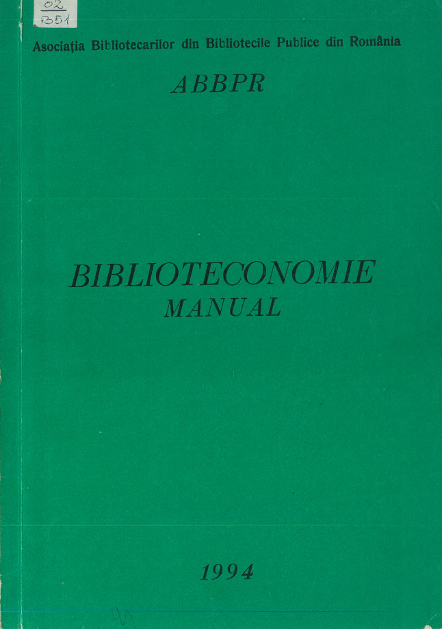 A00116 Manual de biblioteconomie 1994 - ABBPR