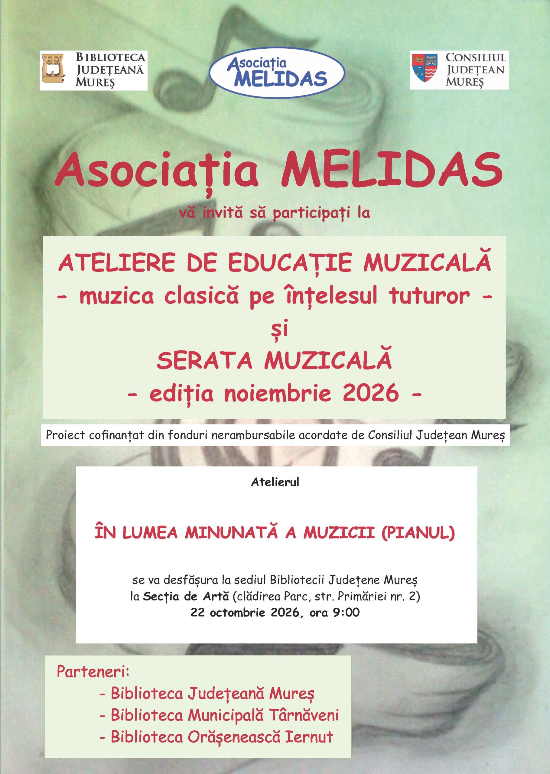 Ateliere de educație muzicală - Asociația Melidas - 22 Octombrie 2026